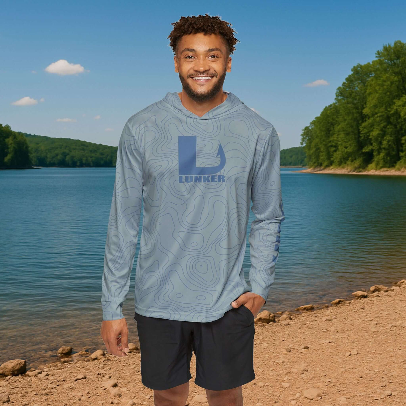 Lunker SPF-50 Hooded Performance Fishing Shirt - Grey Slate