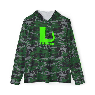 Lunker SPF-50 Hooded Performance Fishing Shirt - Green Camo