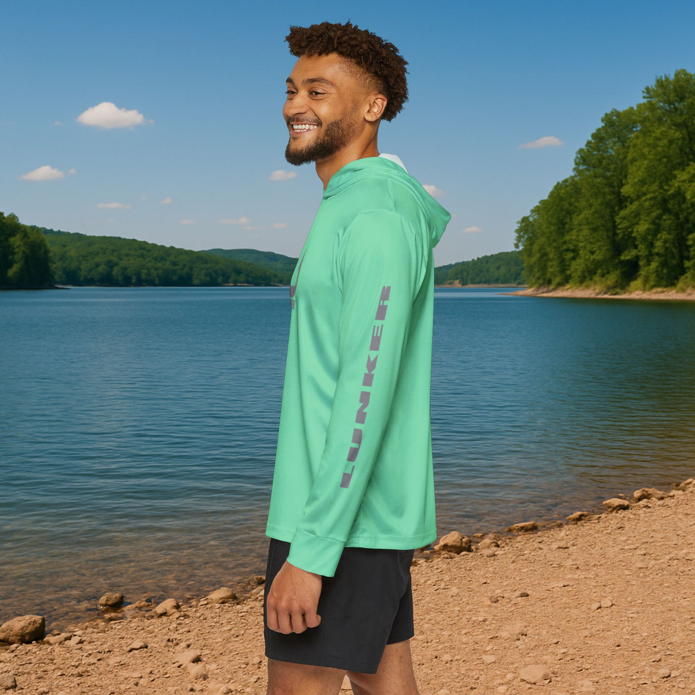 Lunker SPF-50 Hooded Performance Fishing Shirt - Seafoam