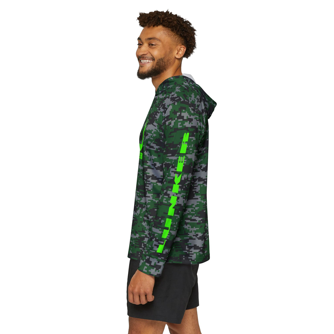 Lunker SPF-50 Hooded Performance Fishing Shirt - Green Camo