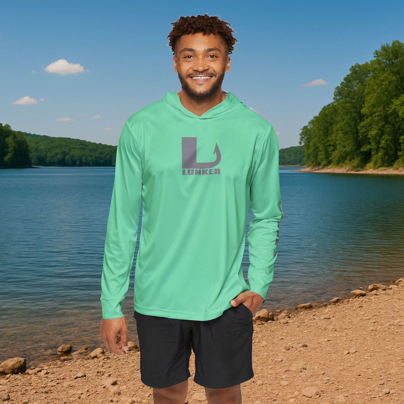 Lunker SPF-50 Hooded Performance Fishing Shirt - Seafoam
