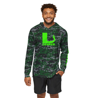Lunker SPF-50 Hooded Performance Fishing Shirt - Green Camo